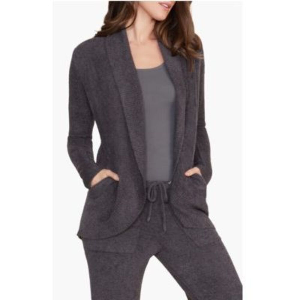 Barefoot Dreams CozyChic Lite Cardigan Heather Carbon Size Medium